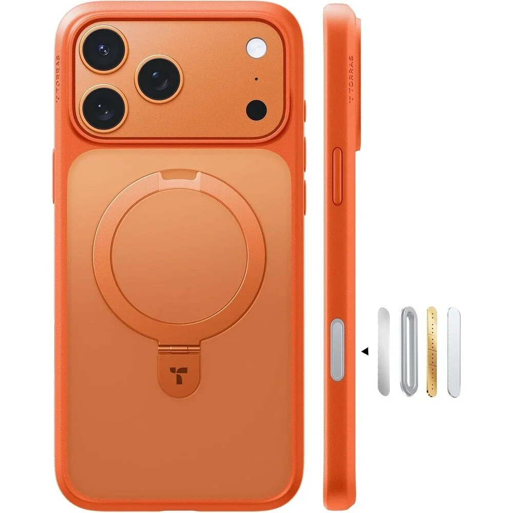 For iPhone 17 Pro Case MagSafe Stand 4X Military Drop Protection Cosmic Orange